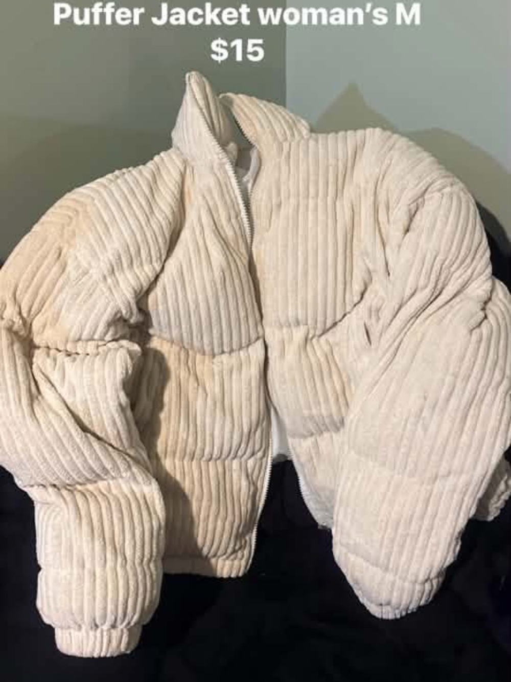 Women’s Cream Puffer Jacket - Cozy Quilted Winter Coat